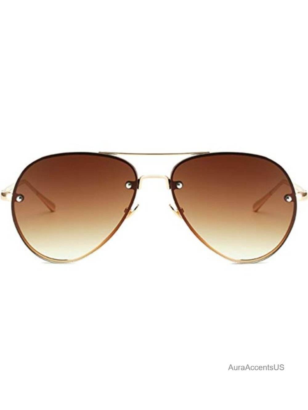 Oversized Rimless Aviator Sunglasses Retro UV400 Flat Lens